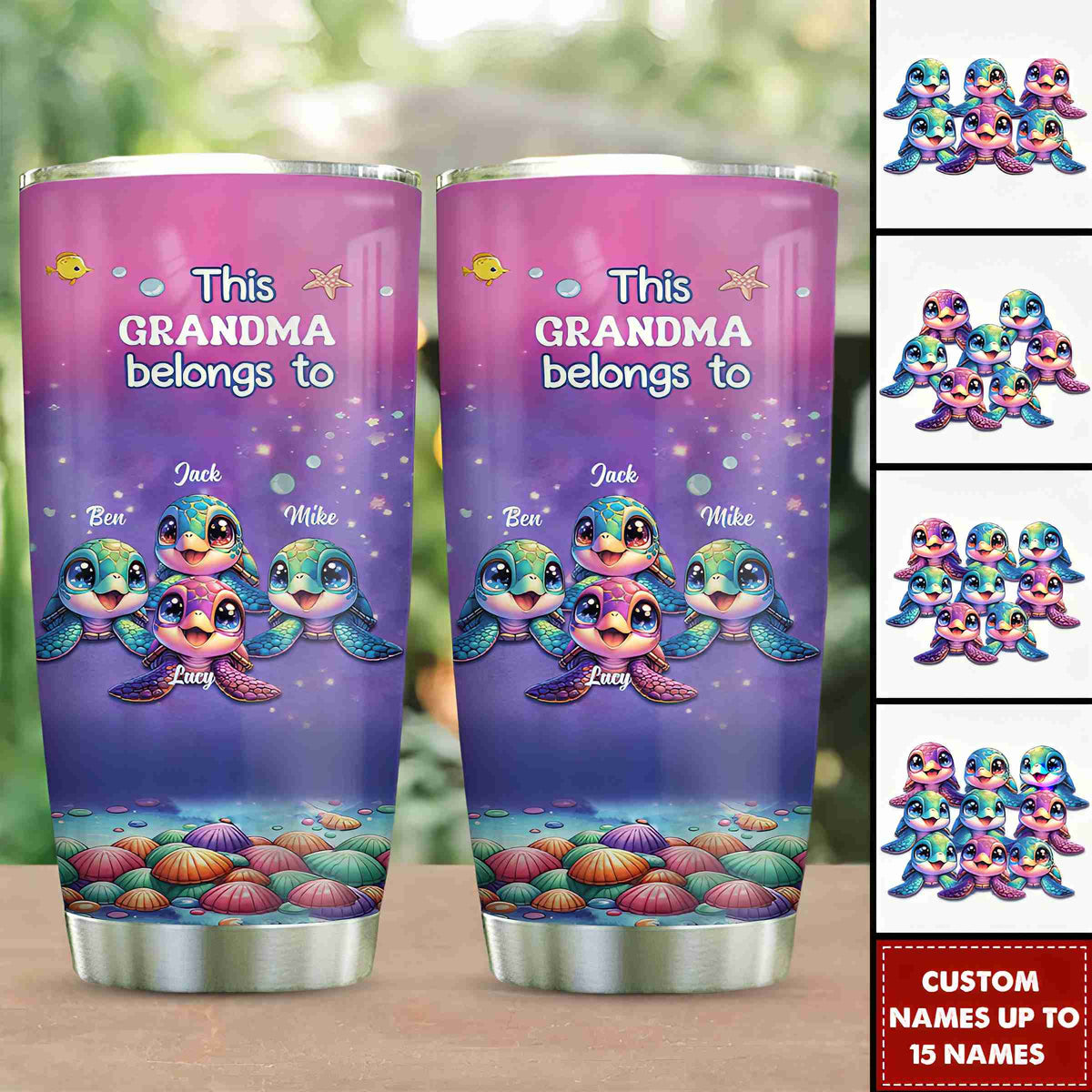 This Grandma belongs to Colorful Turtle Personalized Tumbler