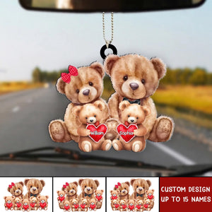 Bear Family With Little Bear Kids Personalized Acrylic Car Ornament
