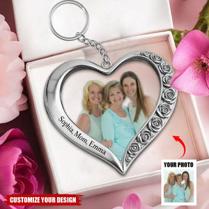 Personalize Family Photo Upload Keychain - Personalized Gifts For Mother/Nana