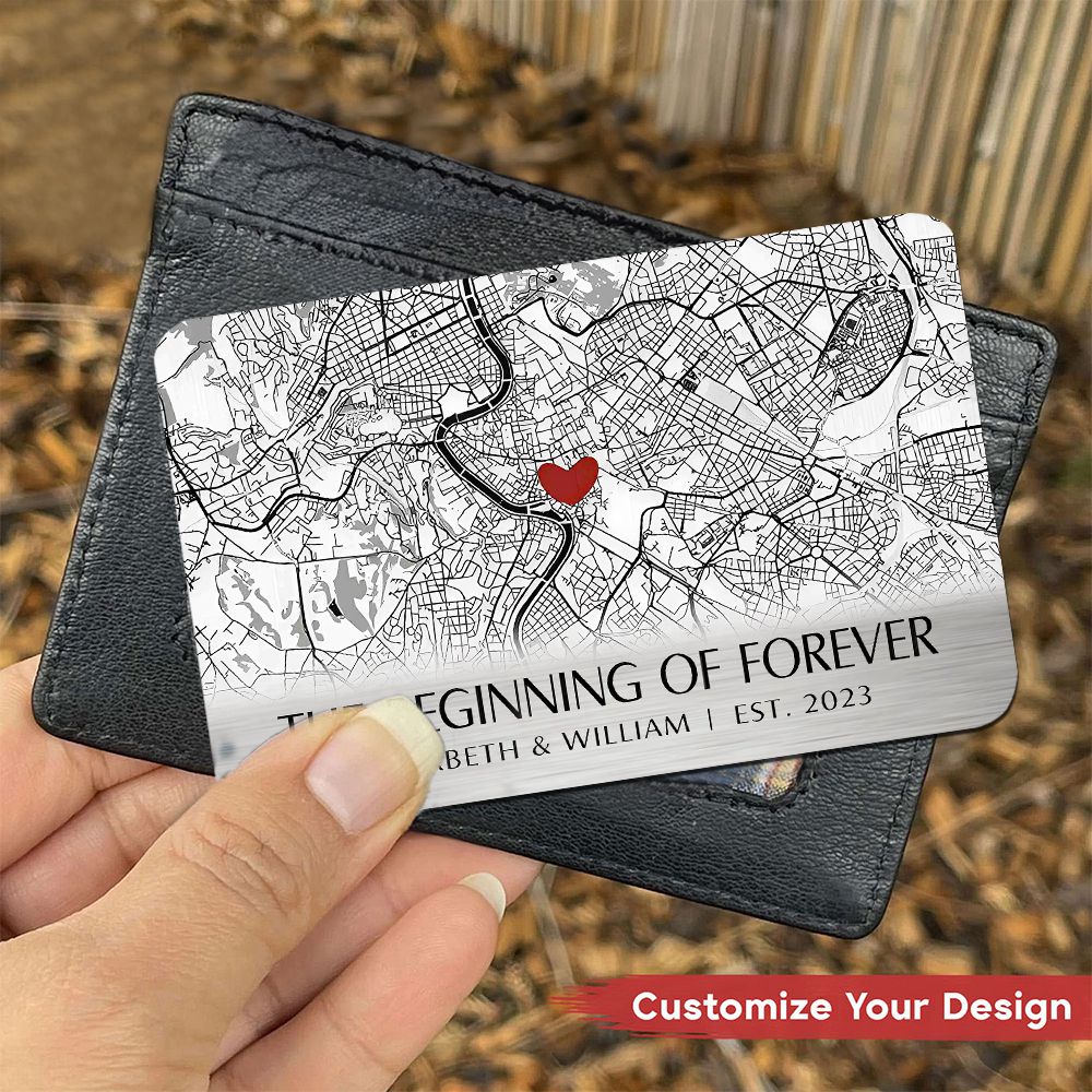 Where It All Began - Couple Personalized Custom Aluminum Wallet Card - Gift For Husband Wife, Anniversary