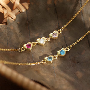 Personalized Heart Birthstone Family Bracelet-Gift For Her