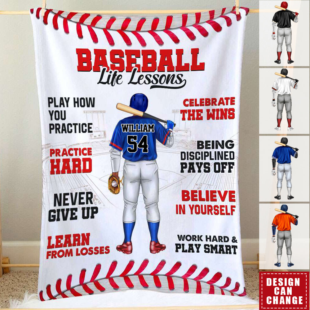 Baseball Life Lessons, Gift For Him, Personalized Blanket, Baseball Lover Blanket