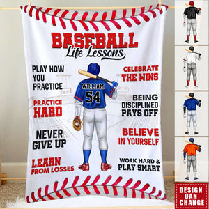 Baseball Life Lessons, Gift For Him, Personalized Blanket, Baseball Lover Blanket
