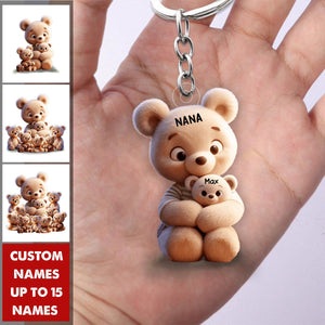 Grandma/ Mama Bear With Little Kids Personalized Acrylic Keychain