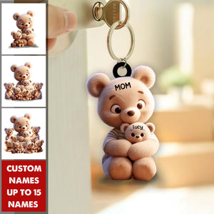 Grandma/ Mama Bear With Little Kids Personalized Acrylic Keychain