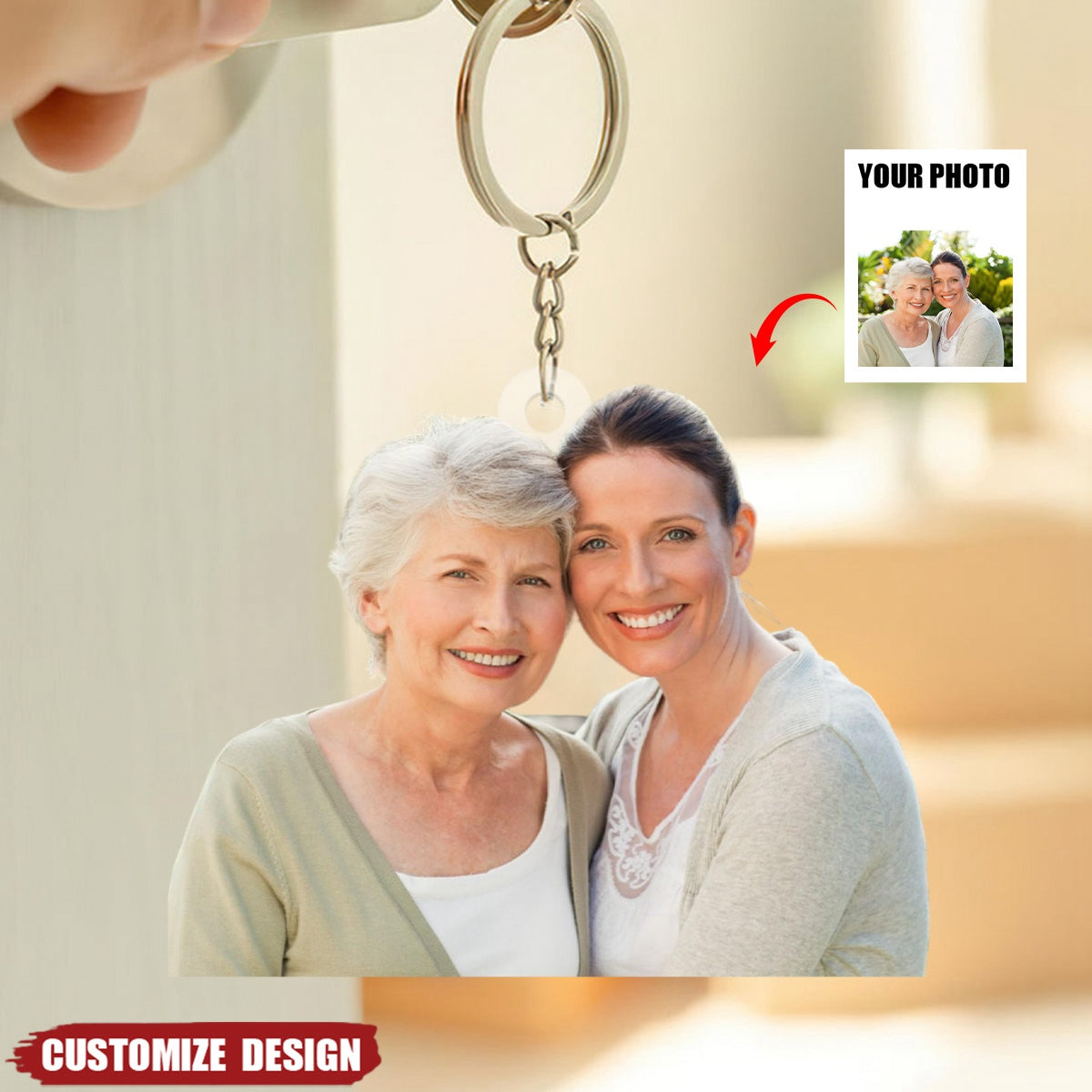 Gift For Mom/Nana/Family-Personalized Upload Photo Acrylic Keychain