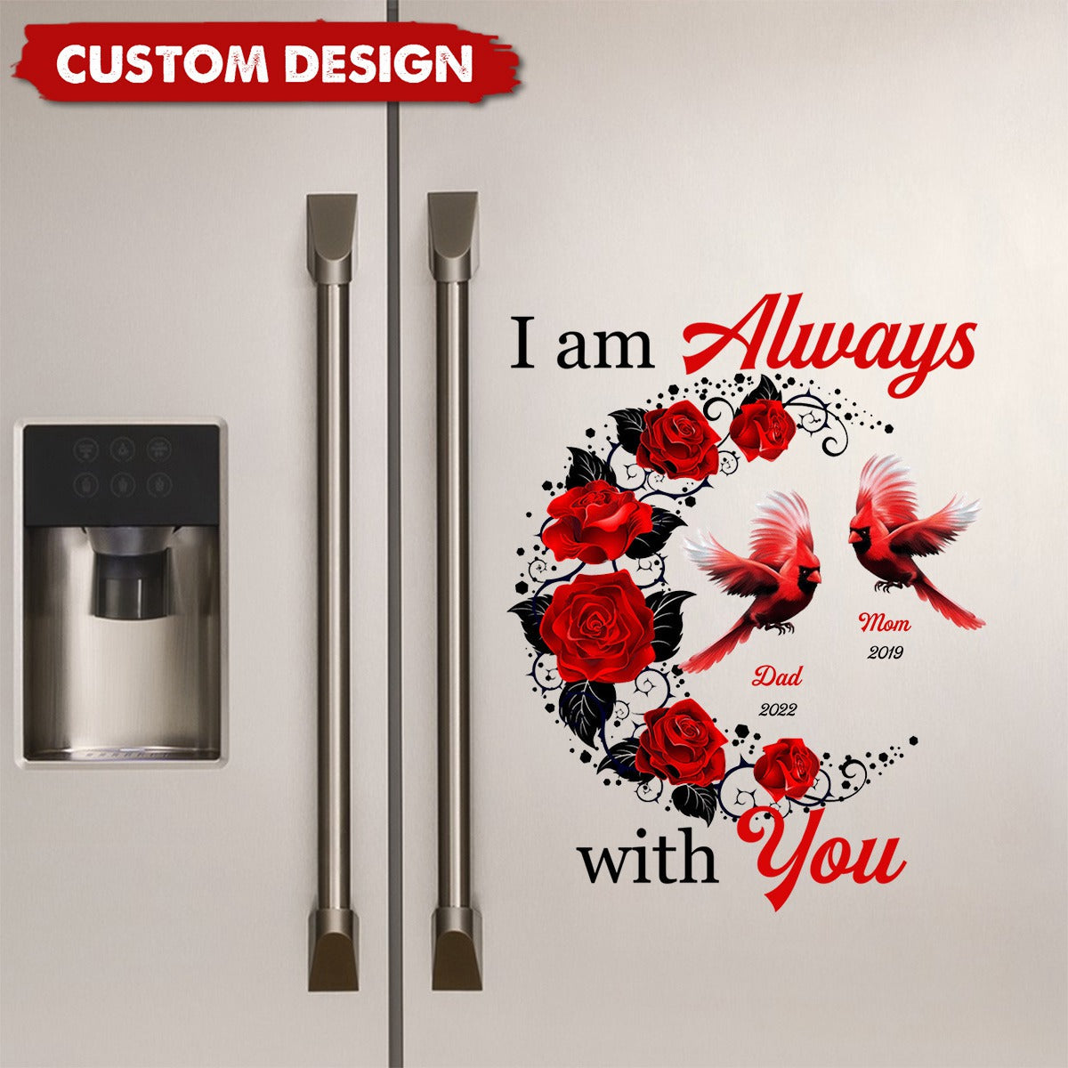 Memorial Family Loss - Cardinal Mom Dad Grandma Grandpa Personalized Decal Sticker