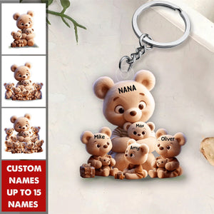 Grandma/ Mama Bear With Little Kids Personalized Acrylic Keychain