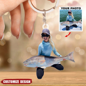 Personalized Fishing Upload Photo Acrylic Keychain