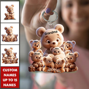 Grandma/ Mama Bear With Little Kids Personalized Acrylic Keychain