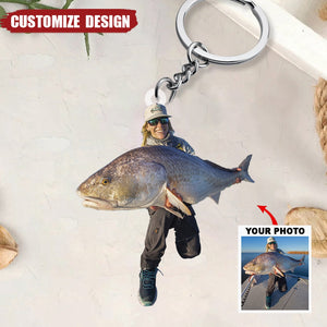 Personalized Fishing Upload Photo Acrylic Keychain