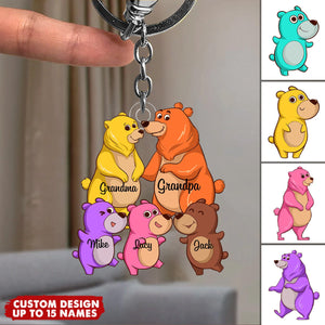 Personalized Grandparents/Parents Bear WIth Little Kids Acrylic Keychain