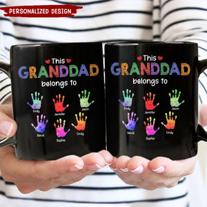 This Grandpa Daddy Belongs To - Gift For Dad, Father, Grandfather - Personalized Black Mug