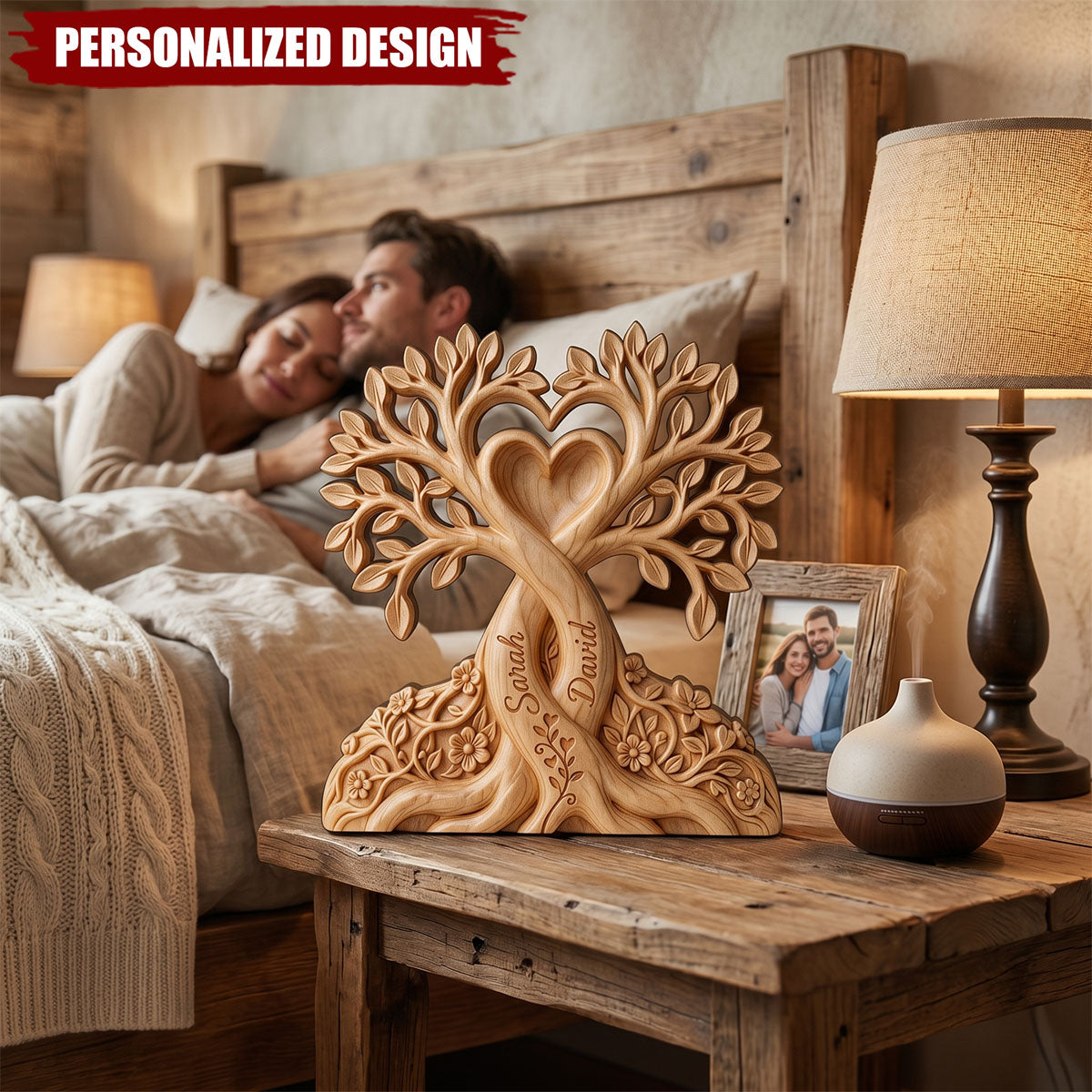 Personalized Wooden Tree of Love Plaque-Gift For Couple