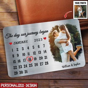 The Day We Became Us - Couple Personalized Aluminum Wallet Card - Gift For Husband Wife, Anniversary
