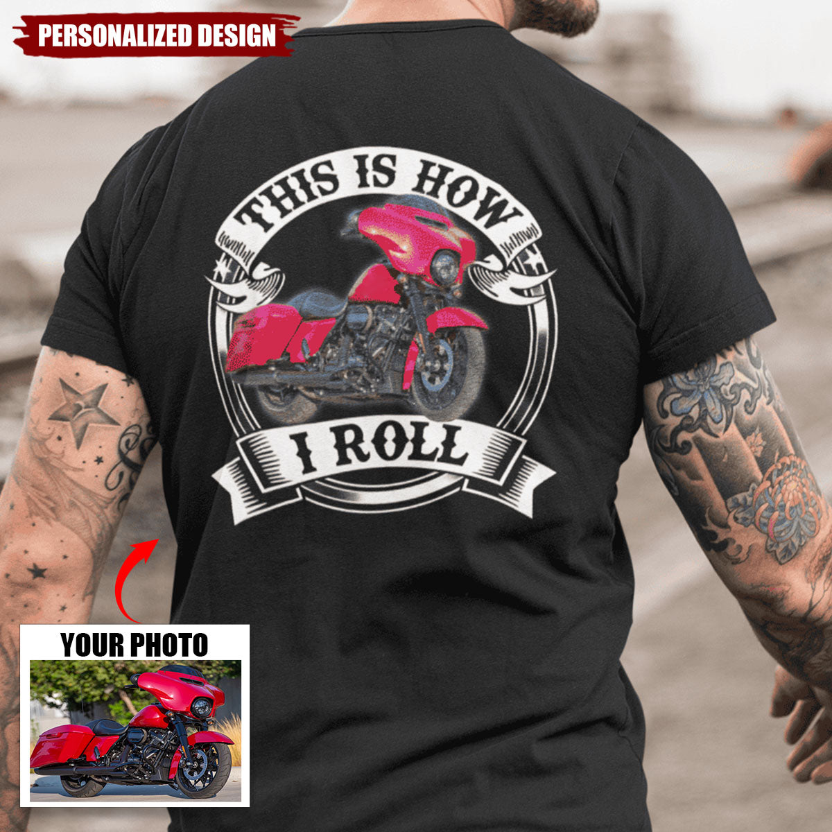 Personalized Upload Vehicle Photo Print Back T-Shirt-Gift For Car Lover