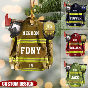 Custom Color & Name Firefighter Car/Christmas Acrylic Ornament
