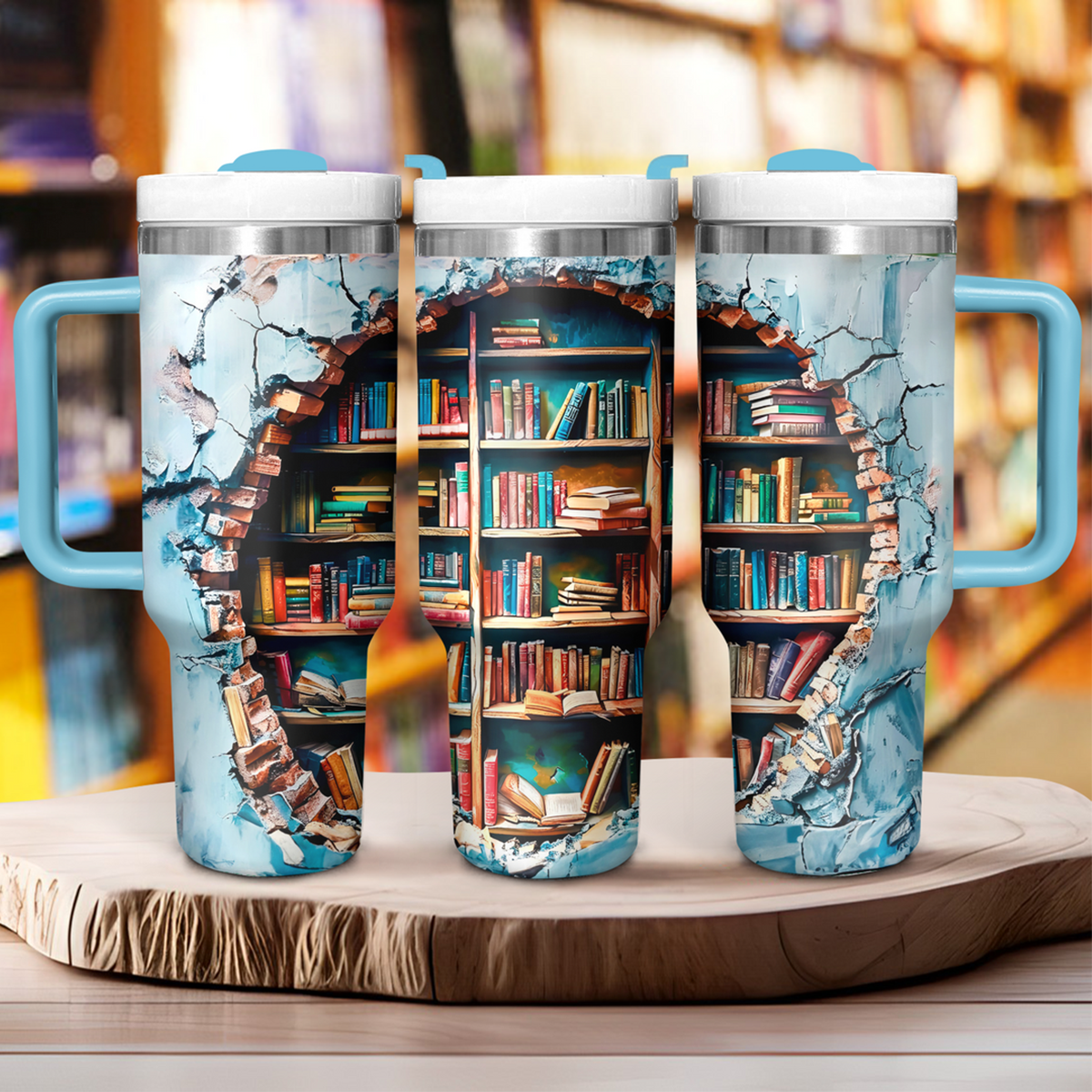 Loving Reading Books 40 OZ Tumbler with Handle