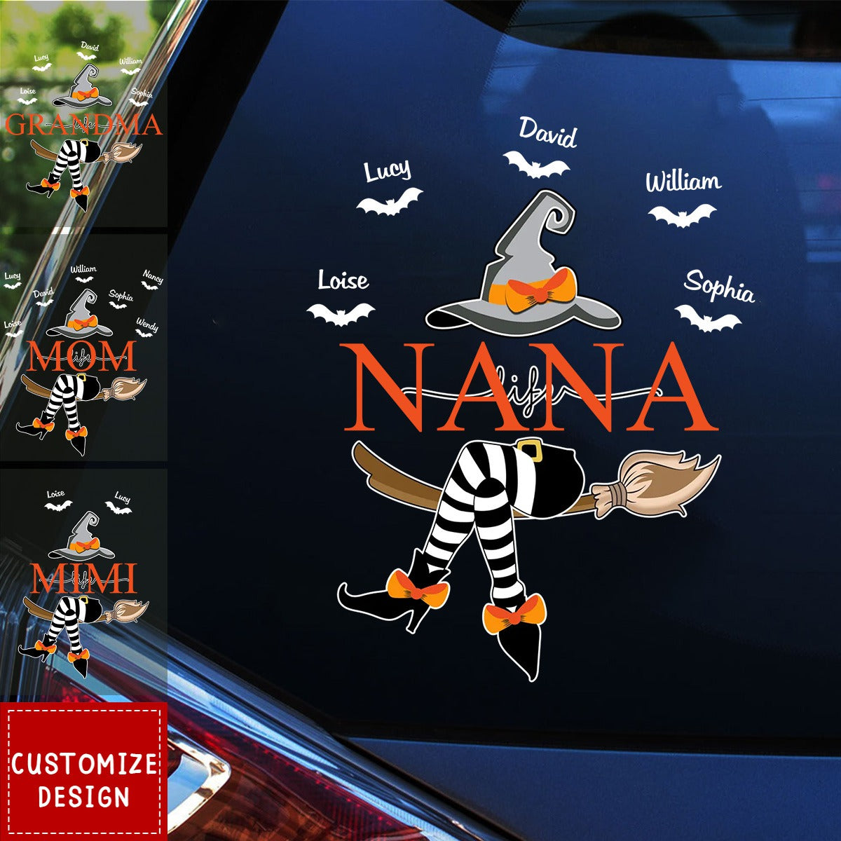 Grandma Life Witch On Broom Personalized Decal
