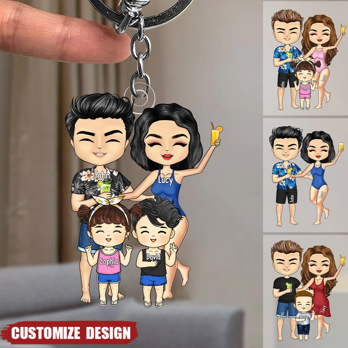 Personalized Family On Vacation Acrylic Keychain - Gift For Couple, Dad, Mom