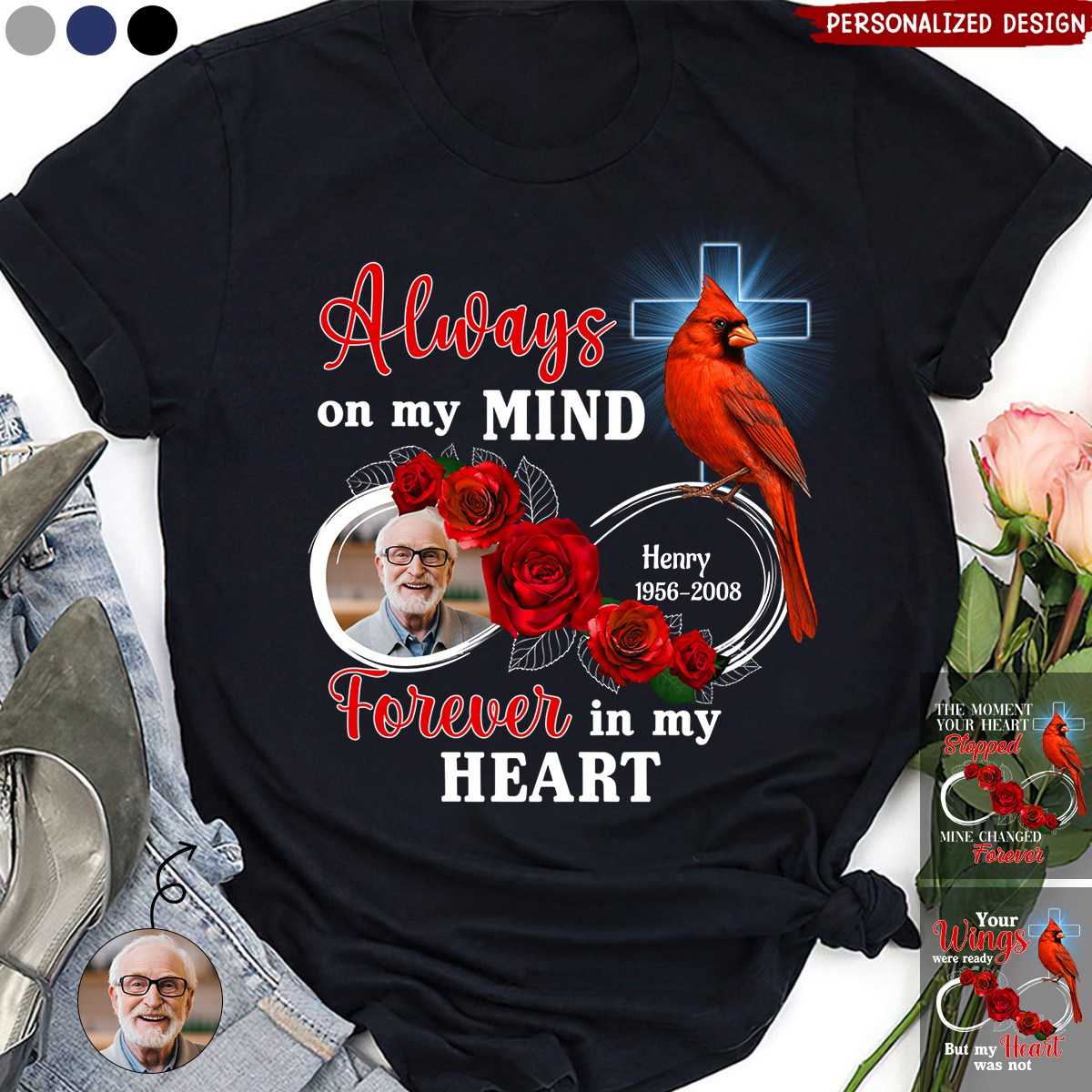 Memorial Upload Photo In Loving Memory Personalized T-Shirt