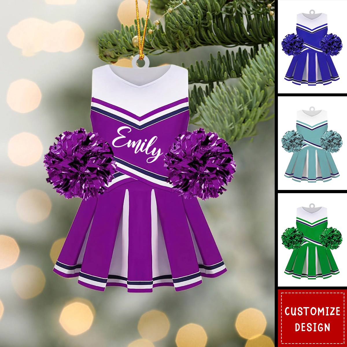 Personalized Cheerleading Pom pom Girl Christmas Ornaments - 2024 New Release
