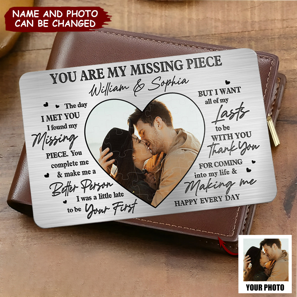 Custom Photo You Are My Missing Piece - Couple Personalized Custom Aluminum Wallet Card - Gift For Husband Wife, Anniversary