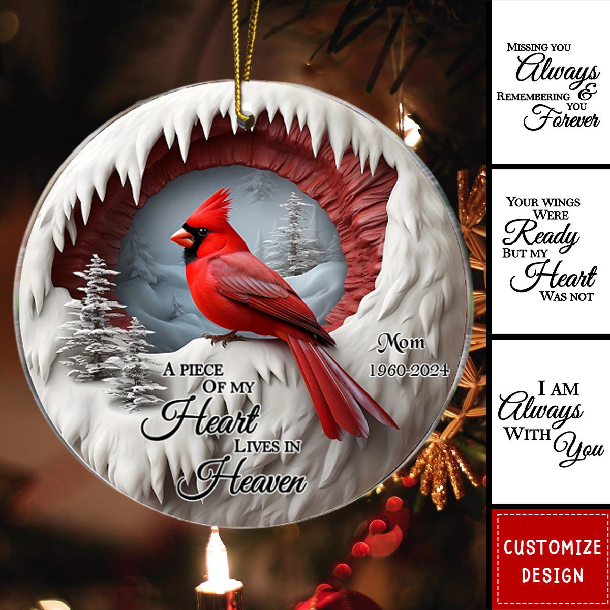 2024 New Release - Your Wings Were Ready But My Heart Was Not - Personalized Cardinal Memorial Acrylic Ornament