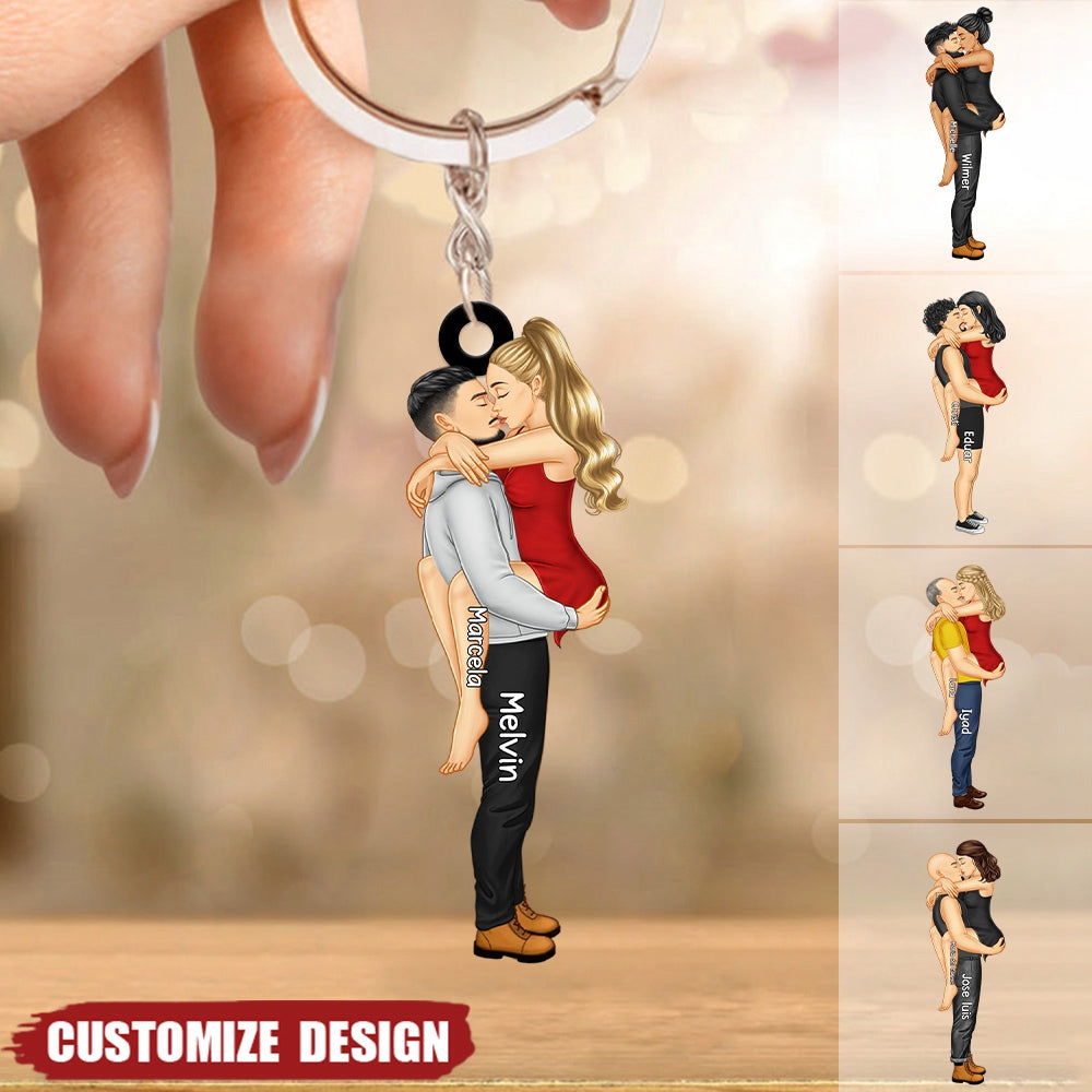 Couple Key Chain Couple Kissing - Gift For Couples - Personalized Acrylic Keychain - gousvip