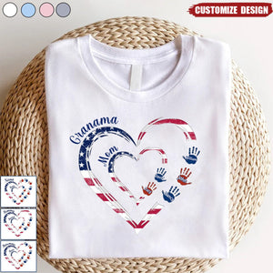 Grandma Mom Heart Handprint Kids Personalized Shirt