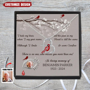 There Is No One Who Misses You More Than Me - Personalized Cardinal Message Card Necklace - Memorial Gift For Family Members