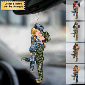 Personalized Car Ornament, Military Couple Portrait Army Gifts by Occupation