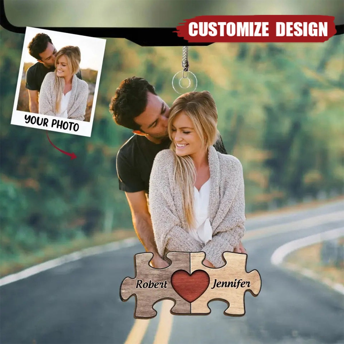 You Are My Missing Piece - Personalized Car Hanging Ornament - Gift For Couple