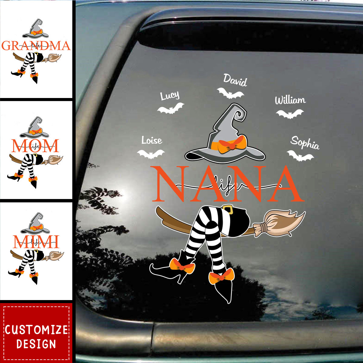 Grandma Life Witch On Broom Personalized Decal
