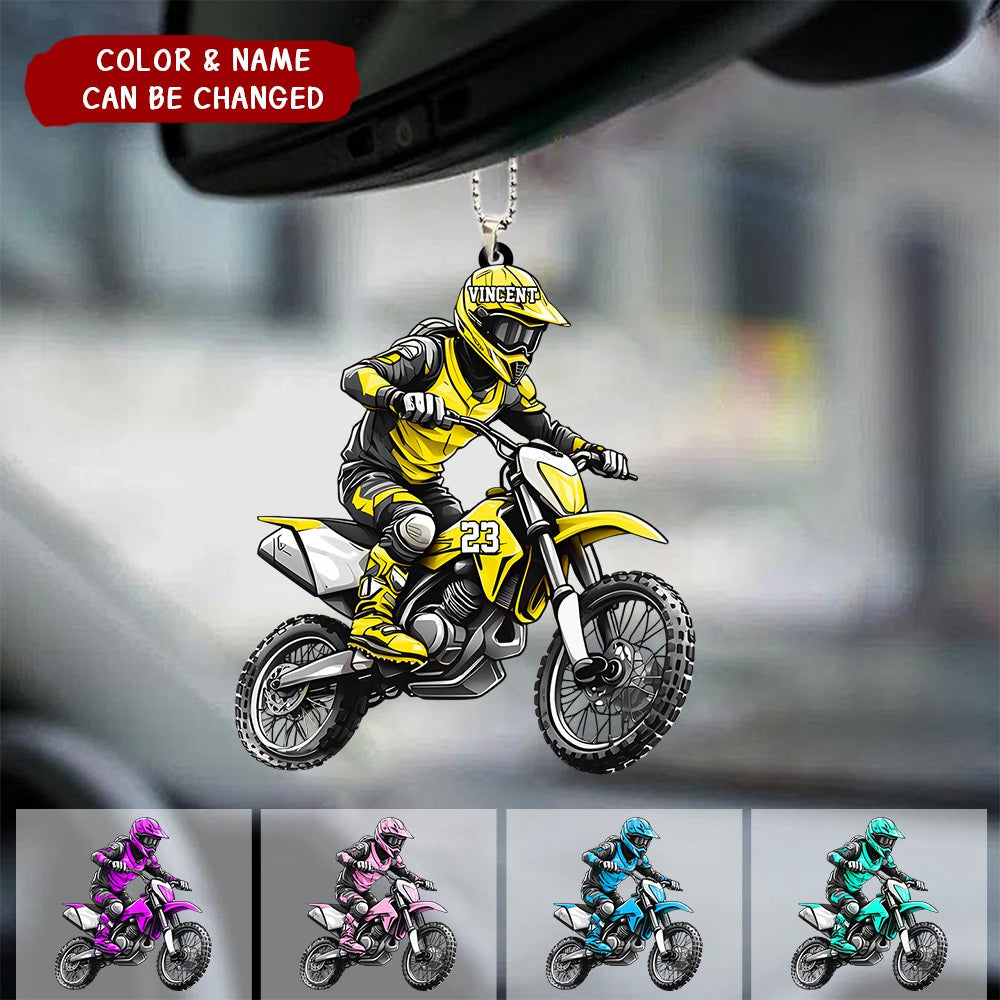 Personalized Motocross Acrylic Car Ornament - Gift For motocross enthusiast