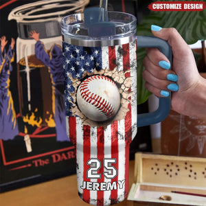 Personalized Baseball Tumbler with Handle