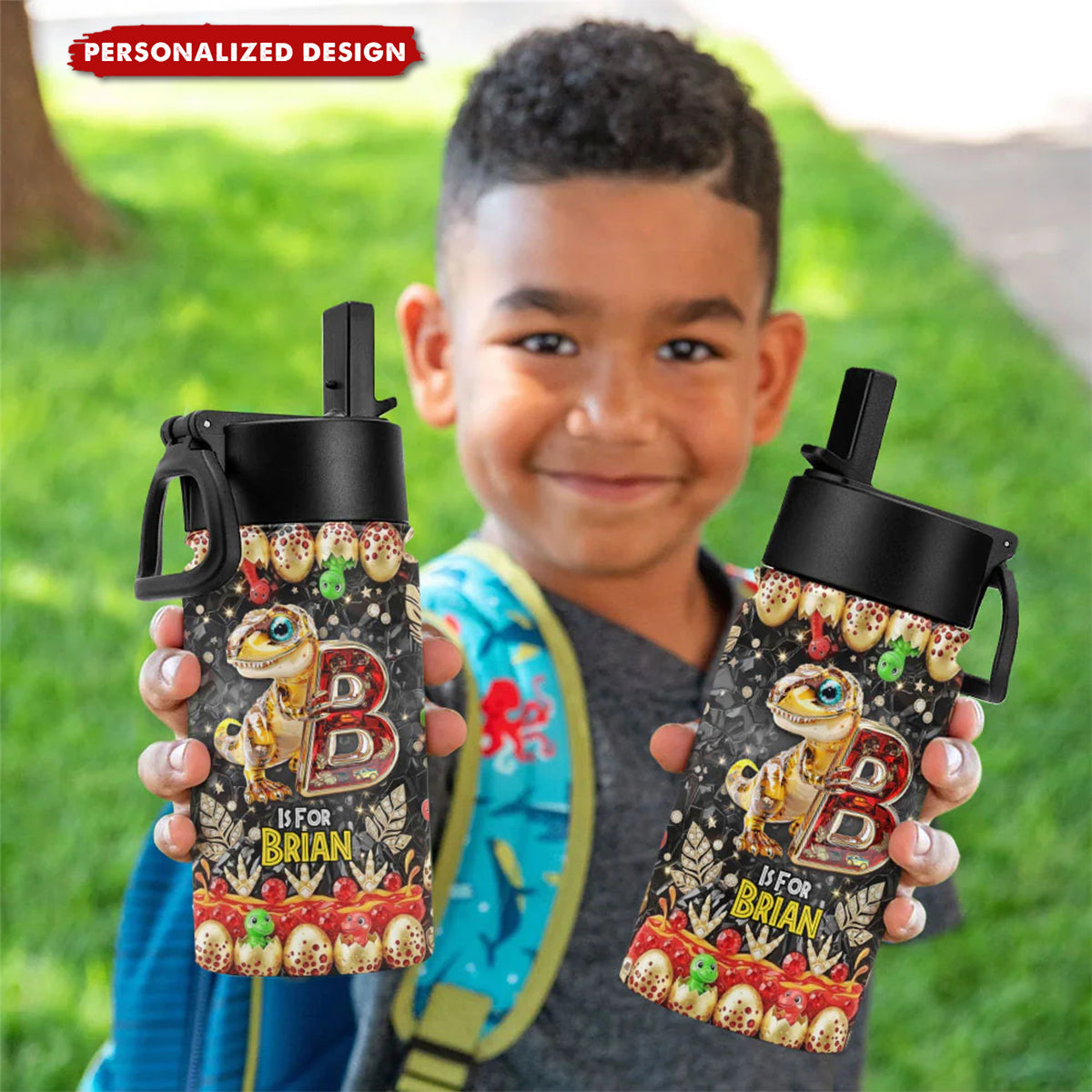 Dino Alphabet Letter Tumbler - Personalized Gifts For Kids