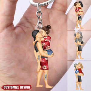 New release - Personalized hugging couple keychain