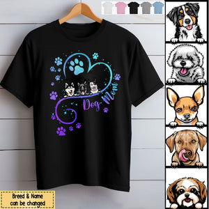 Dog Mom Heart Line Personalized T-Shirt - Gift For Mom / Grandma