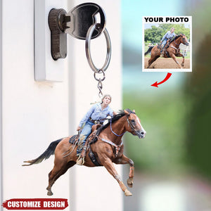 Personalized Horse Riding/Horse/Cowboy Upload Photo Acrylic Keychain