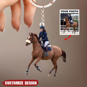 Personalized Horse Riding/Horse/Cowboy Upload Photo Acrylic Keychain