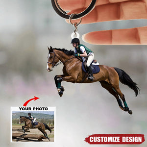 Personalized Horse Riding/Horse/Cowboy Upload Photo Acrylic Keychain