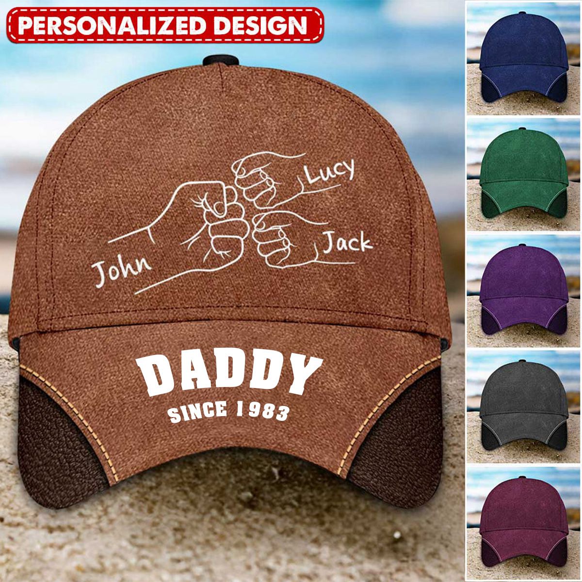 Hand Punch Line Sketch Dad Since - Personalized Classic Cap