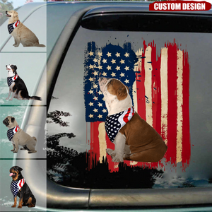 Personalized America dog flag printed decal -  gift for dog lovers