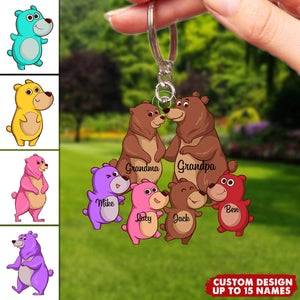 Personalized Grandparents/Parents Bear WIth Little Kids Acrylic Keychain