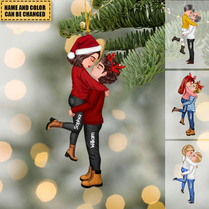 Doll Couple Kissing&Hugging Personalized Acrylic Christmas Ornament