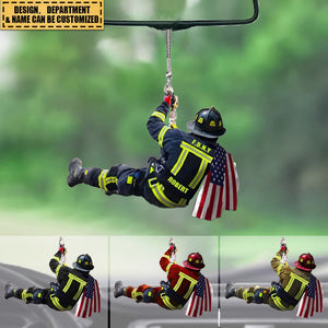 Personalized US/CA Firefighter Custom Name & Department Car Hanging Ornament