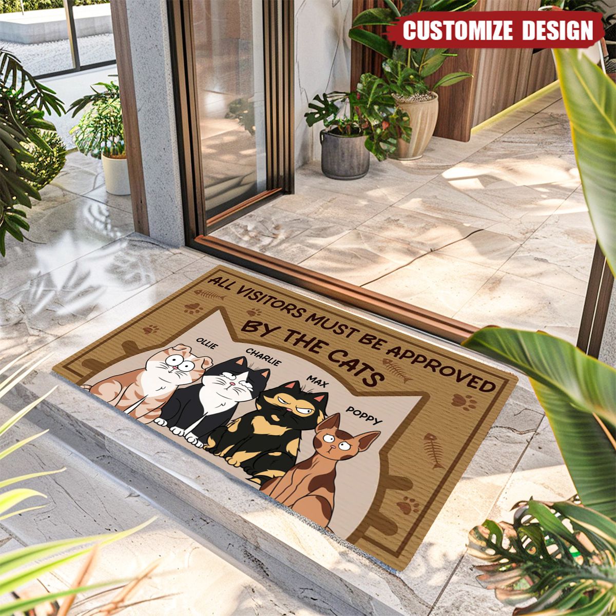 All Visitors Must Be Approved By The Cats - Personalized Doormat