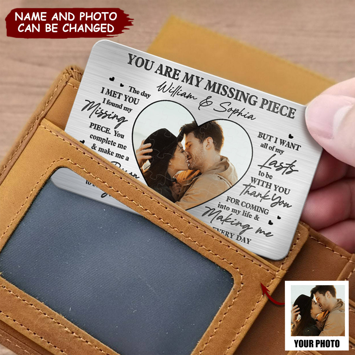 Custom Photo You Are My Missing Piece - Couple Personalized Custom Aluminum Wallet Card - Gift For Husband Wife, Anniversary