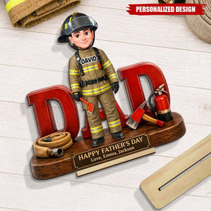 Proud Firefighter Dad-Personalized Wooden Plaque-Father's Day Gift For Dad